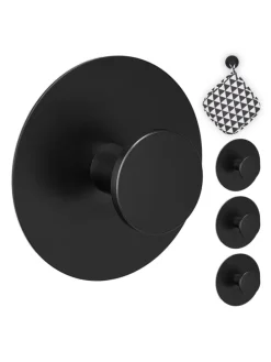 4x Klebehaken in Schwarz - Ø 5,5 cm