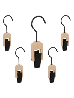 5x Klemmhaken in Schwarz/ Natur