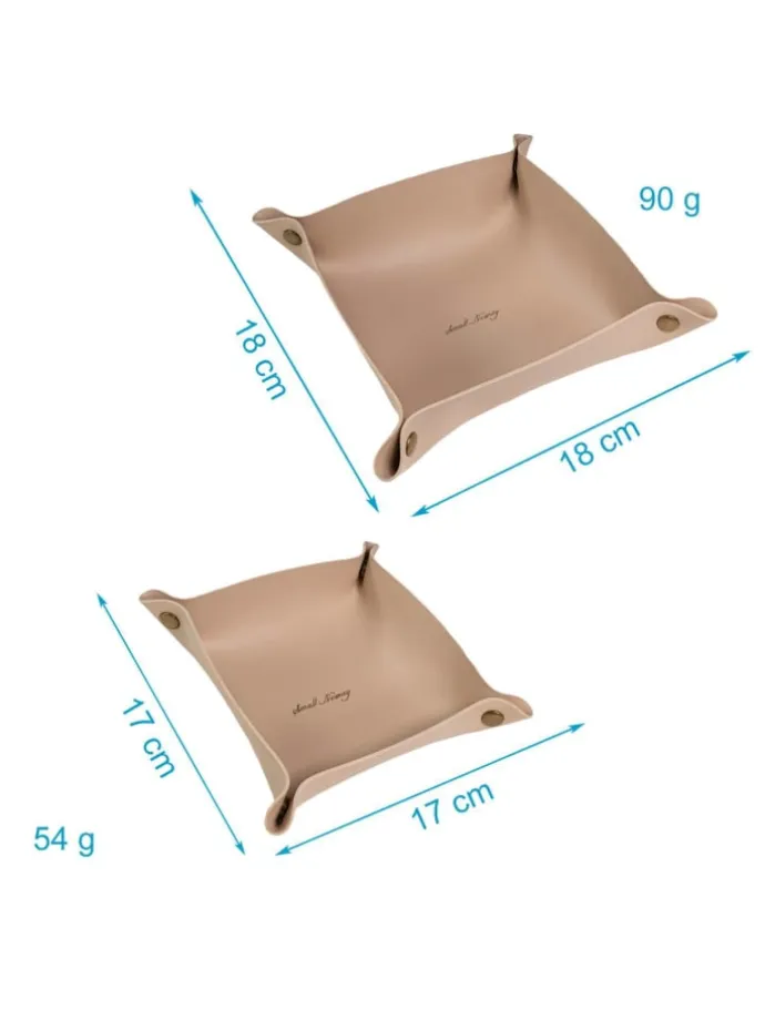 2x Taschenleerer Schmuck Schlüselablage Kunstleder in Beige