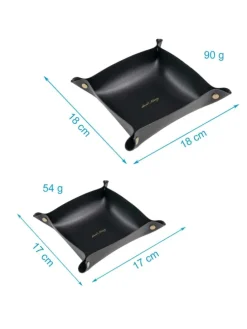 2x Taschenleerer Schmuck Schlüselablage Kunstleder in Schwarz