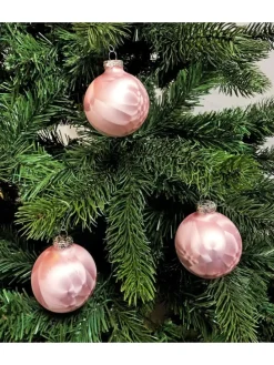 12x Thüringer Glas Eislack 6cm Christbaumkugeln in Rosa