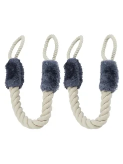 4x Türkordel in Beige/Blaugrau - 57 cm