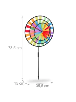 4x Windrad in Bunt - (B)35,5 x (H)73,5 x (T)15 cm