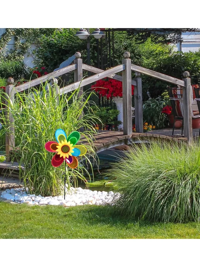 2x Windrad in Bunt - (B)37,5 x (H)74,5 x (T)14 cm