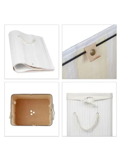 2x Wäschekorb in Braun/ Weiß - Je 83 l