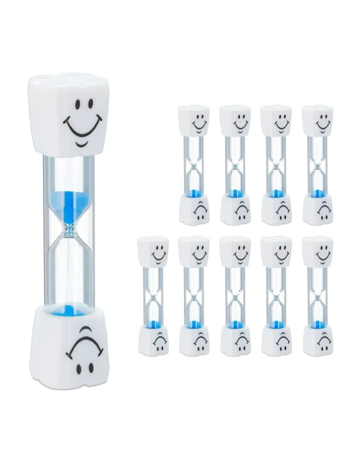 10x Zahnputzuhr in Weiß-Blau