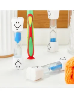 10x Zahnputzuhr in Weiß-Blau