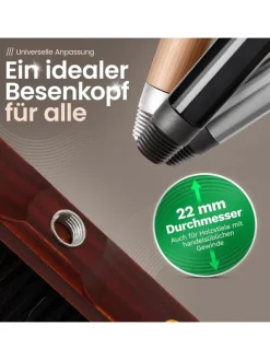 2X Zimmerbesen mit Stiel ROSSHAAR Mischung Besen weiche Borsten Schran in Braun