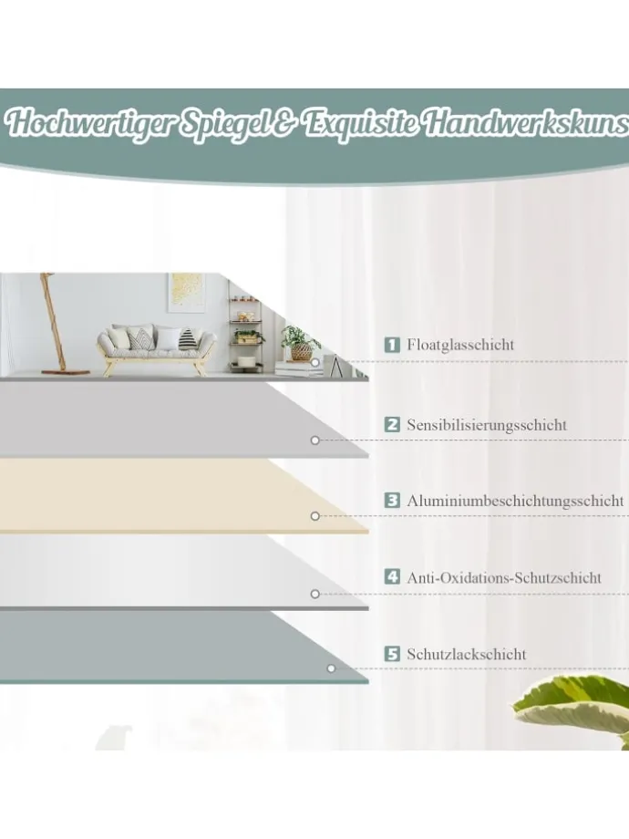 110x38cm Ganzkörperspiegel in Silber