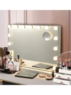 46x58cm Kosmetikspiegel mit Beleuchtung in Weiß