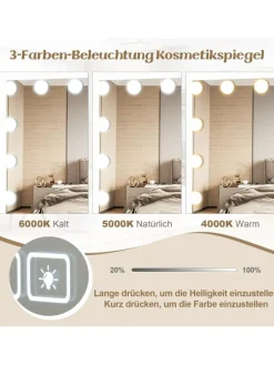 46x58cm Kosmetikspiegel mit Beleuchtung in Weiß