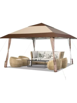 4x4m Faltpavillon in Braun