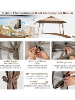 4x4m Faltpavillon in Braun