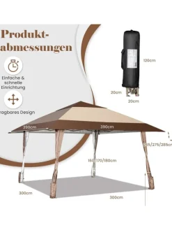 4x4m Faltpavillon in Braun