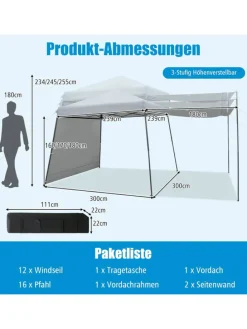 3x6m Faltpavillon in Grau