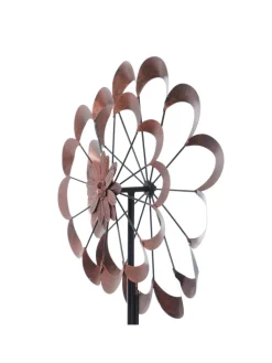 XXL Doppel Windrad Windspiel H: 1,8m in kupfer