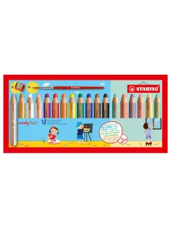 XXL-Buntstifte "Woody 3in1" - 18 Stück+Spitzer