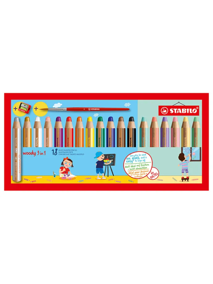 XXL-Buntstifte "Woody 3in1" - 18 Stück+Spitzer
