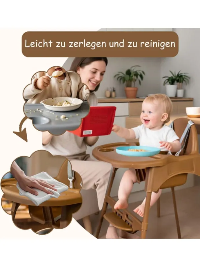 Yalion Hochstuhl für Babys, höhenverstellbar, abnehmbares Tablett