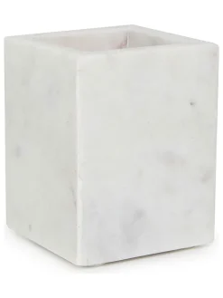 Zahnputzbecher ''Cubic'' in Weiß - (B)9 x (H)11 x (T)9 cm