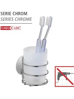 Zahnputzbecher in Silber/ Weiß - (B)7,5 x (H)10 x (T)9 cm