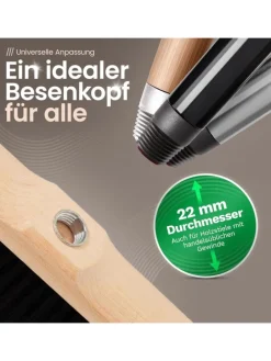 Zimmerbesen mit Stiel FEINE KUNSTBORSTEN Besen weiche Borsten Schrankb in Braun