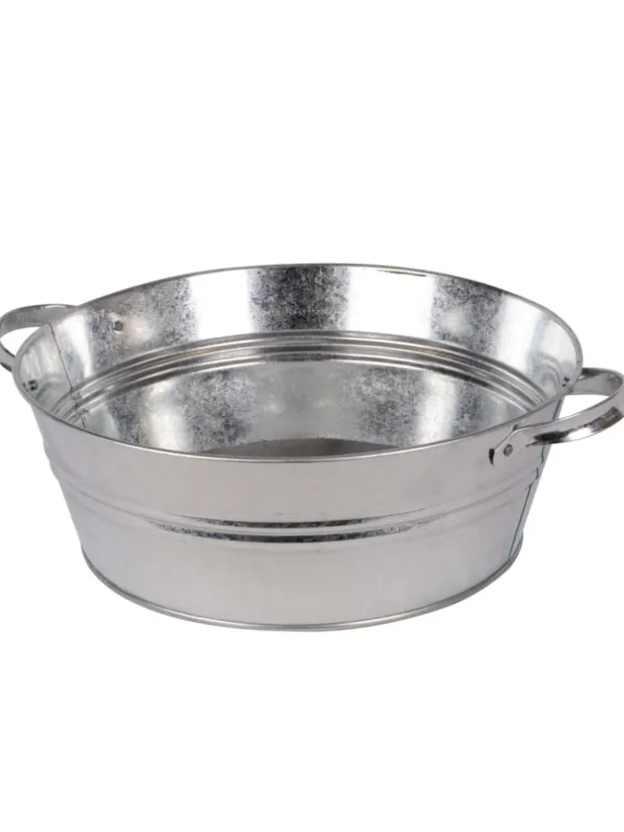 Zinkwanne 12 Liter mit Griffen in Silber