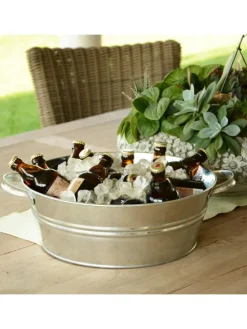 Zinkwanne 12 Liter mit Griffen in Silber