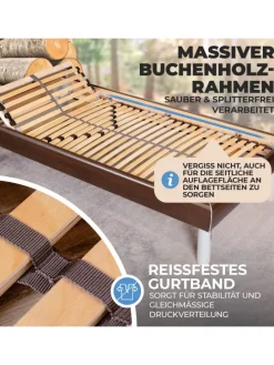 7-Zonen Lattenrost Kopfteil verstellbar 90x200 cm in Natur