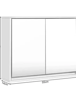 Zweitüriger Spiegelschrank Wandschrank 55 x 14 x 45 cm in Weiß